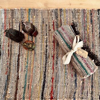 Natural Taupe Beige Handmade Indian Rag Rug Bohemian, 3 of 5
