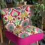 Cocktail Chair In Vibrant Fabric With Pink Harris Tweed, thumbnail 1 of 10