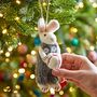 Felt Rabbit With Gift Hanging Decoration, thumbnail 1 of 3