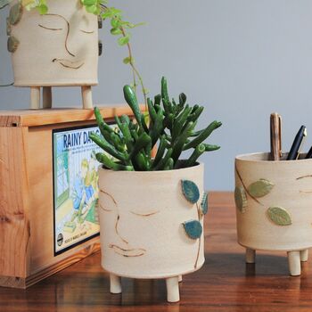 Face And Leaves Planter, Pencil Holder, Vase, 6 of 8