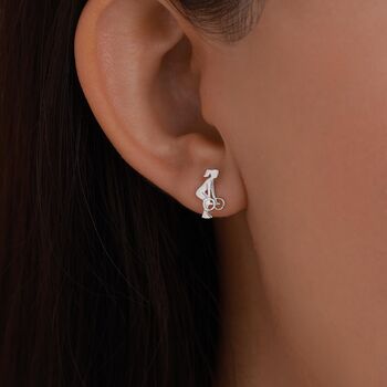 Strong Girl Barbell Stud Earrings In Sterling Silver, 4 of 12