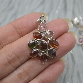 Mixed Tourmaline Pendant: Sterling Silver, 4 of 8
