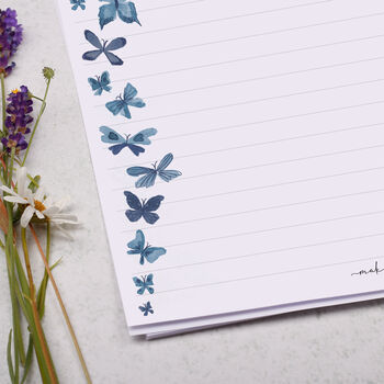 A4 Letter Writing Paper Blue Butterfly Design, 2 of 4