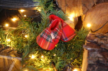 Baby Tartan Christmas Slippers, Baby's 1st Christmas, 2 of 8