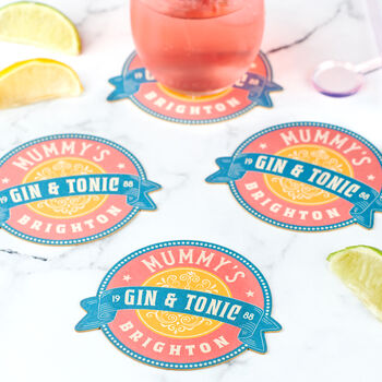 Personalised Set Of Vintage Style Cocktail Mats, 2 of 3