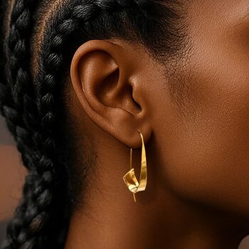 Flared Ribbon Sterling Silver Hoop Earrings, 4 of 6