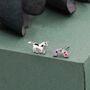 Asymmetric Unicorn And Rainbow Stud Earrings In Sterling Silver, thumbnail 4 of 9