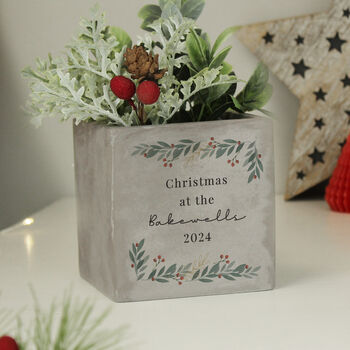 Personalised Christmas Foliage Concrete Planter, 3 of 5