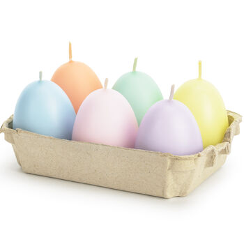 Pastel Egg Candles In An Egg Box, 6 of 12