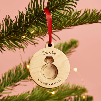 Personalised Proposal Ring Engagement Christmas Bauble, 2 of 4