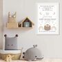 Personalised Keepsake Birth Print Neutral Animal Dreams, thumbnail 3 of 4