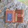 Women's Luxury Cognac Leather Tab Trifold Purse Rfid Protected Personsalised, thumbnail 4 of 7