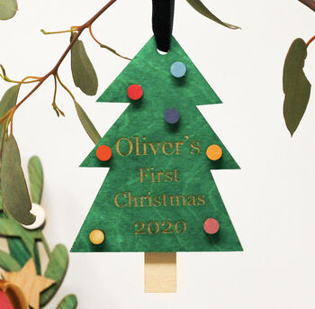 Personalised Wooden Christmas Tree Decoration, 4 of 5