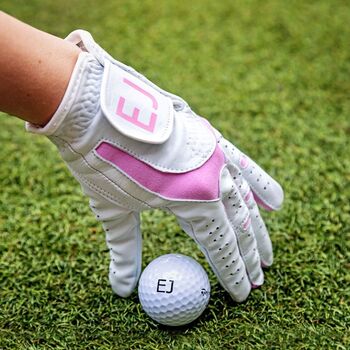 Personalised Ladies' Golf Glove Three Sizes Two Colours Up To Eight Characters, 3 of 5