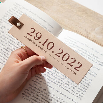 Special Anniversary Date Engraved Leather Bookmark, 2 of 2