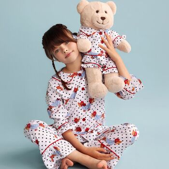 Chiara Girls Pyjama Set With Matching Teddy Bear, 6 of 8