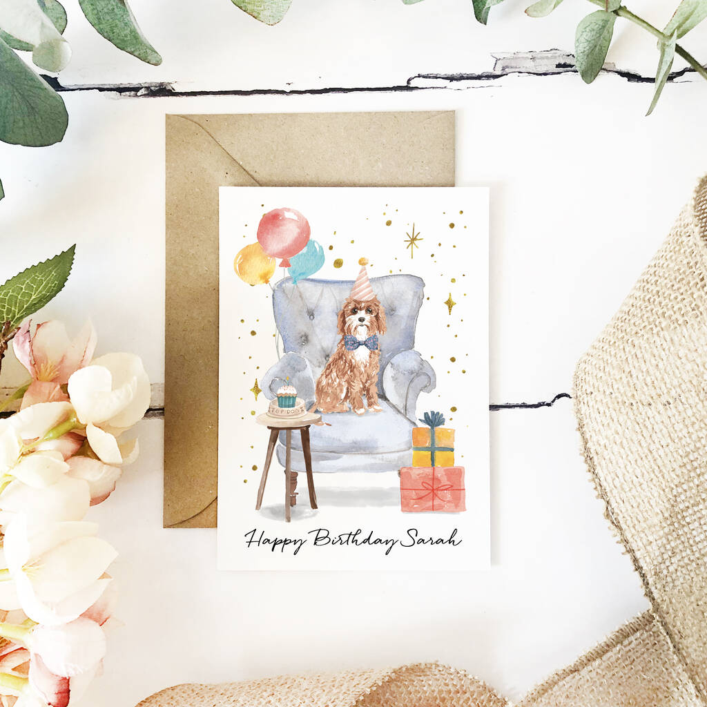 Personalised Cavapoo Birthday Card By Mitzi Prints