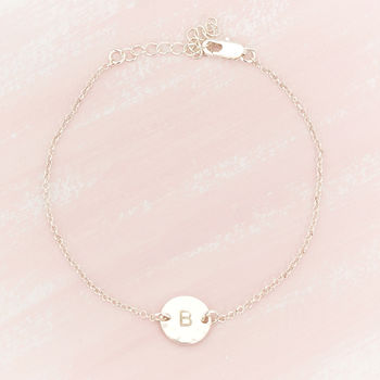 Personalised Hammered Initial Disc Bracelet, 2 of 6