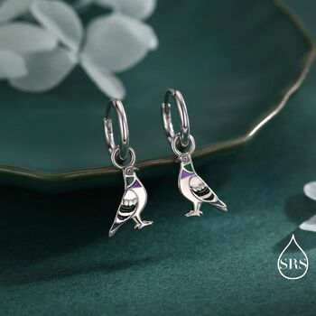 Pigeon Charm Hoops And Pendant Necklace In Sterling Silver, 3 of 11