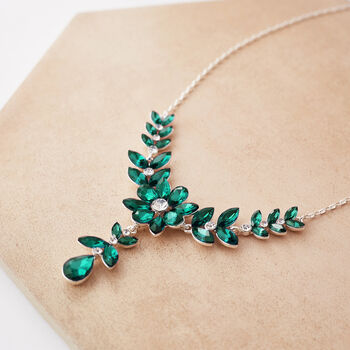 Emerald Green Floral And Leaf Necklace, 3 of 3