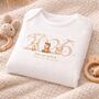 Personalised Born In 2026 Baby Sleepsuit | Zoo Or Farmyard Animal Babygrow, thumbnail 2 of 4