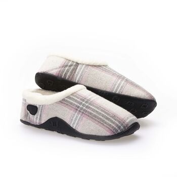 Viv Grey Pink Check Women's Slippers/Indoor Shoes, 2 of 6