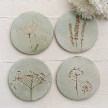 Green And Gold Wild Flower Coasters, 7 of 10