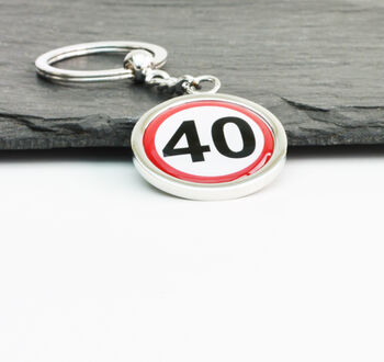40 Speed Sign Birthday Keyring, 2 of 2