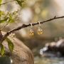Organic Square Charm Gold Plated Silver Huggie Hoop Earrings, thumbnail 2 of 8