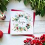 Wonderful Wife Festive Wreath Christmas Card, thumbnail 2 of 4
