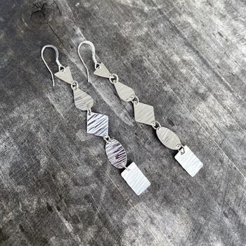 Long Hammered Shapes Earrings, 3 of 9