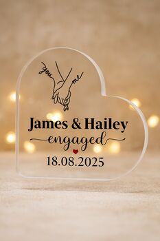 Personalised Engaged Acrylic Heart Plaque With Dates, 3 of 12
