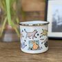 Cat Lover Enamel Mug With Illustrations Of Cats, thumbnail 3 of 4