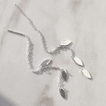 Sterling Silver Petal Threader Earrings, 4 of 6