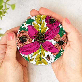 Round Coaster Floral Vivid Blooms Heat And Stain Proof, 9 of 12