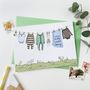 Personalised Blue New Baby Washing Line Card, thumbnail 1 of 1