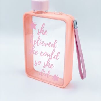 'She Believed She Could' Quote Flat Water Bottle, 6 of 9