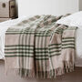 Extra Large Natural And Olive Green Check Wool Throw, thumbnail 1 of 3