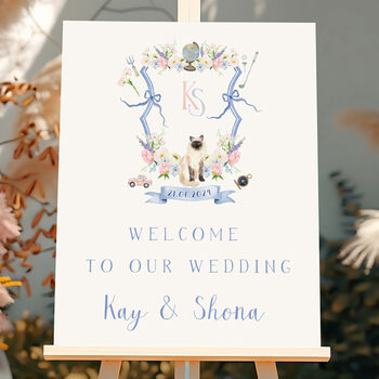 Wedding Welcome Sign With Crest, 4 of 9
