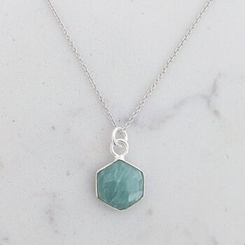 The Hexagon Amazonite Silver Gemstone Necklace, 3 of 5