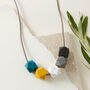 Mustard, Granite, Teal And Grey Geometric Necklace, thumbnail 4 of 8