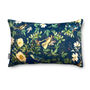 Luxury Super Soft Velvet Cushion Wild Rose Birds Blue, thumbnail 5 of 5
