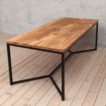 Tower Natural Oak Dining Table With V Shaped Legs, 5 of 6