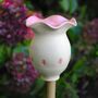 Pink Ceramic Poppy Seed Head Cane Topper Mini Bird Bath Personalised, thumbnail 3 of 7