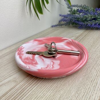 Pink Marbled Round Trinket Tray Dish, 4 of 6