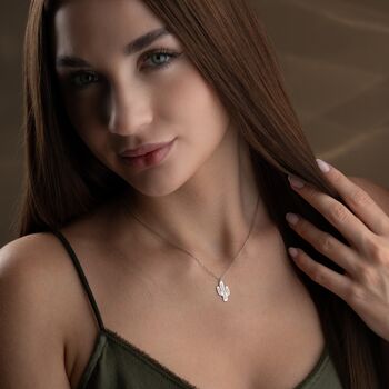'Stay Strong' Sterling Silver Cactus Necklace, 4 of 9