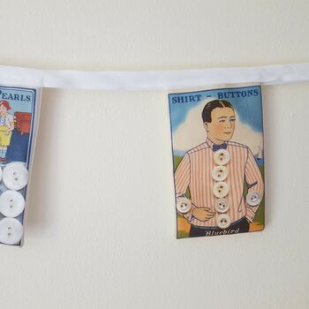 Vintage Style Button Cards Fabric Bunting, 3 of 8