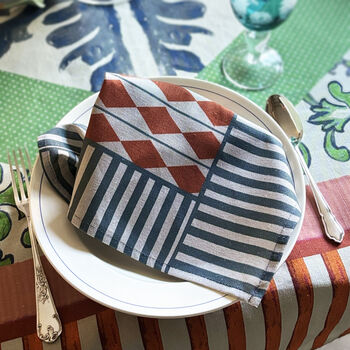 Set Of Four Diamond Linen Napkins, 2 of 8