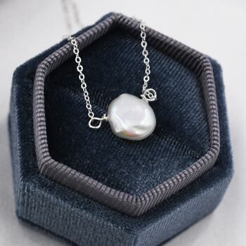 Irregular Shape Keshi Pearl Necklace Sterling Silver, 3 of 11