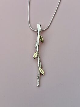 Silver Willow Pendant With Gold Leaves, 7 of 8